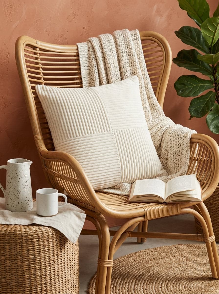 White Velvet Square Textured Striped Cushion Cover