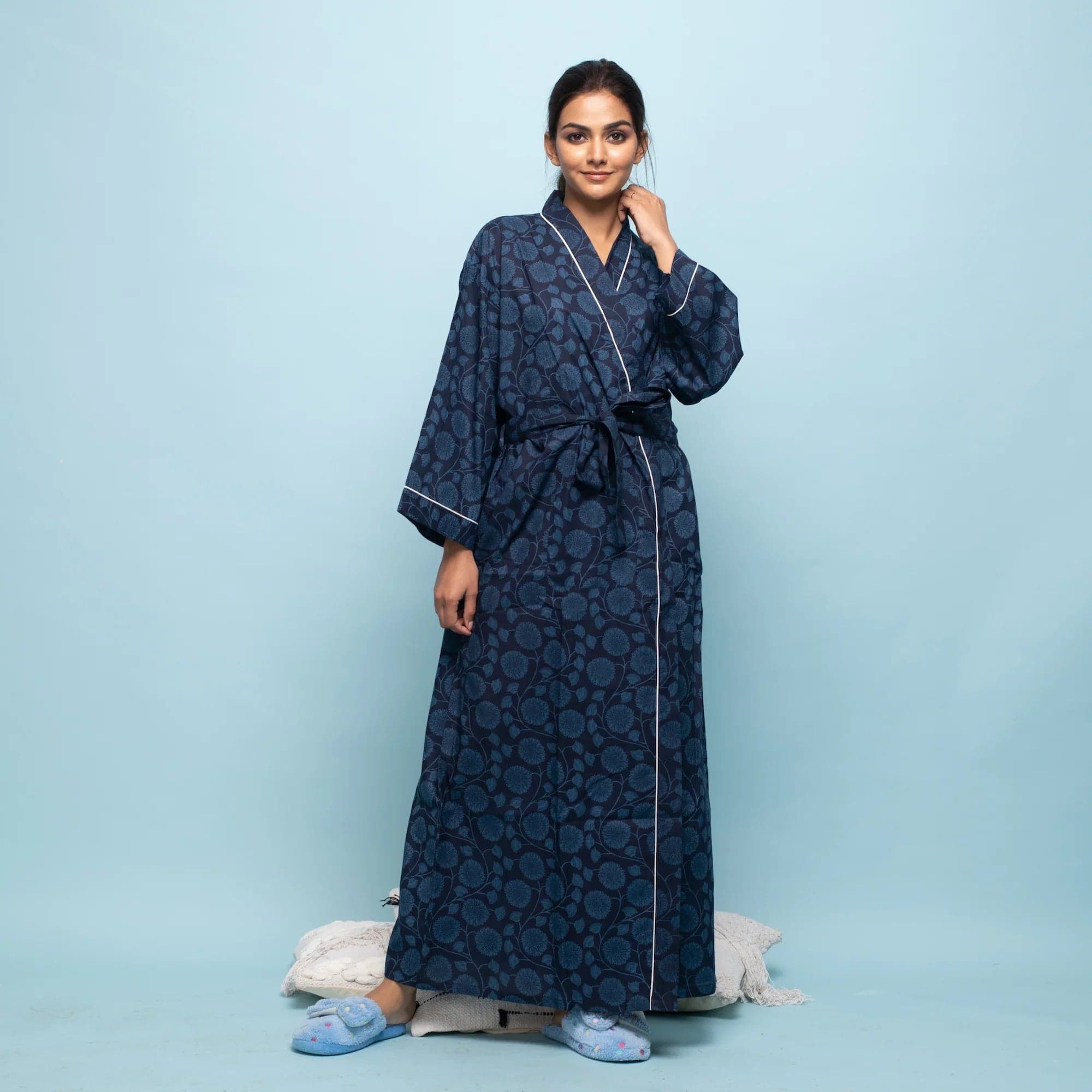 Indigo Cotton Kimono Robe