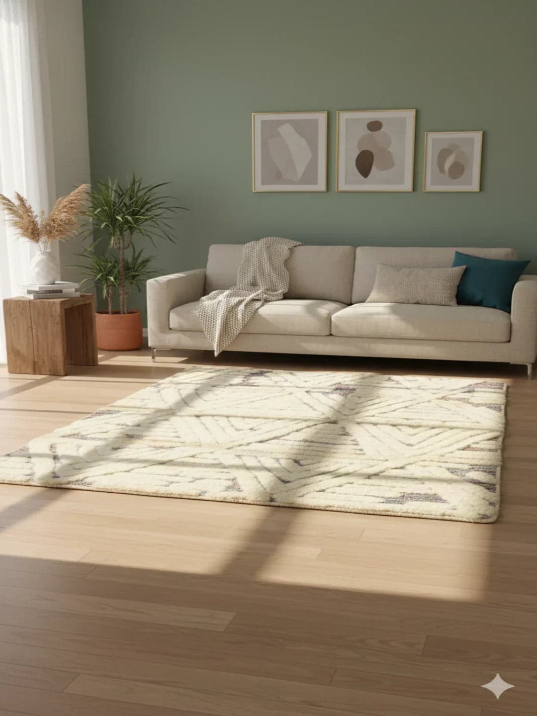 Hand-Woven Turkish Indigo Soft Cotton Wool Rug