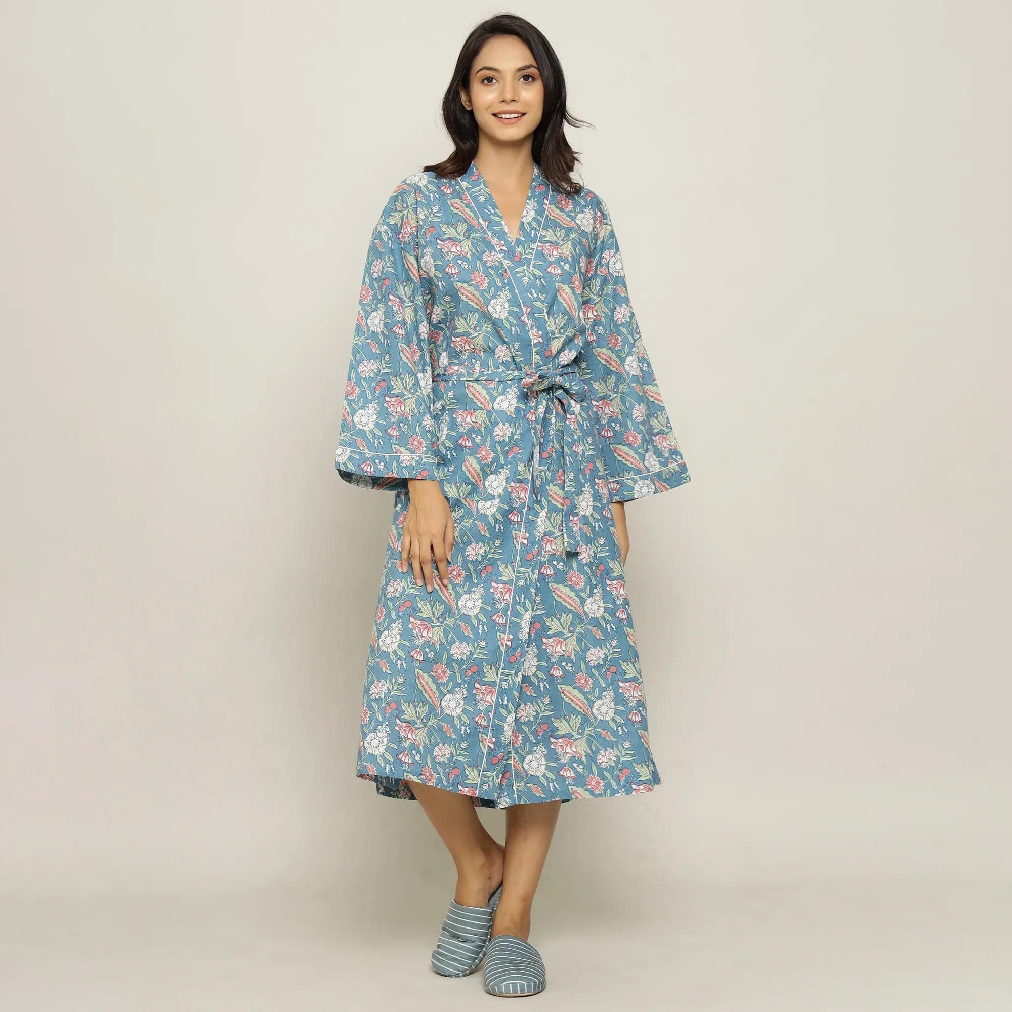 Malibu Floral Cotton Printed Kimono Robe