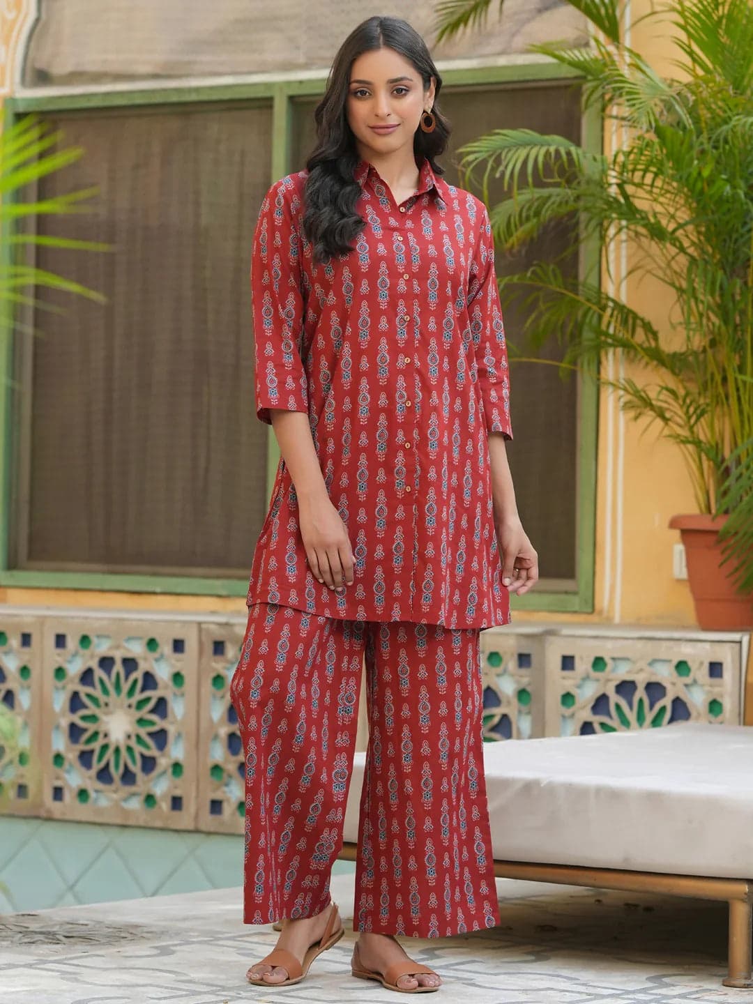 Red Pure Cotton Co-Ord Set