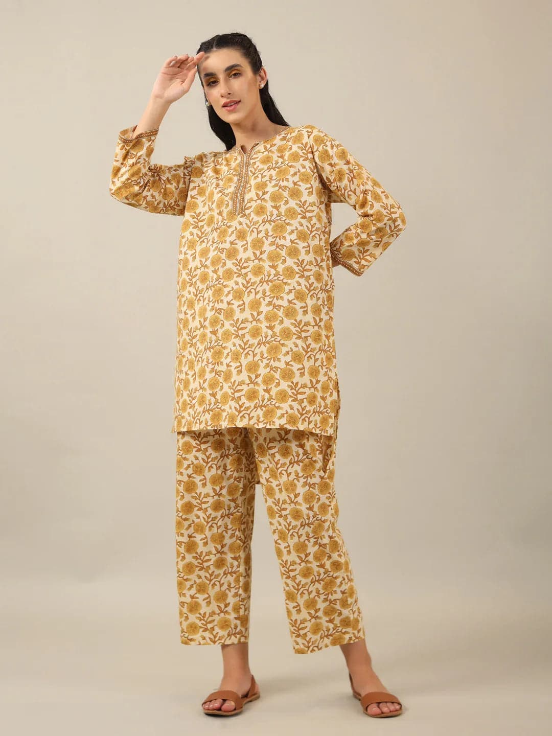 Dahlia Printed Cotton Night Suit