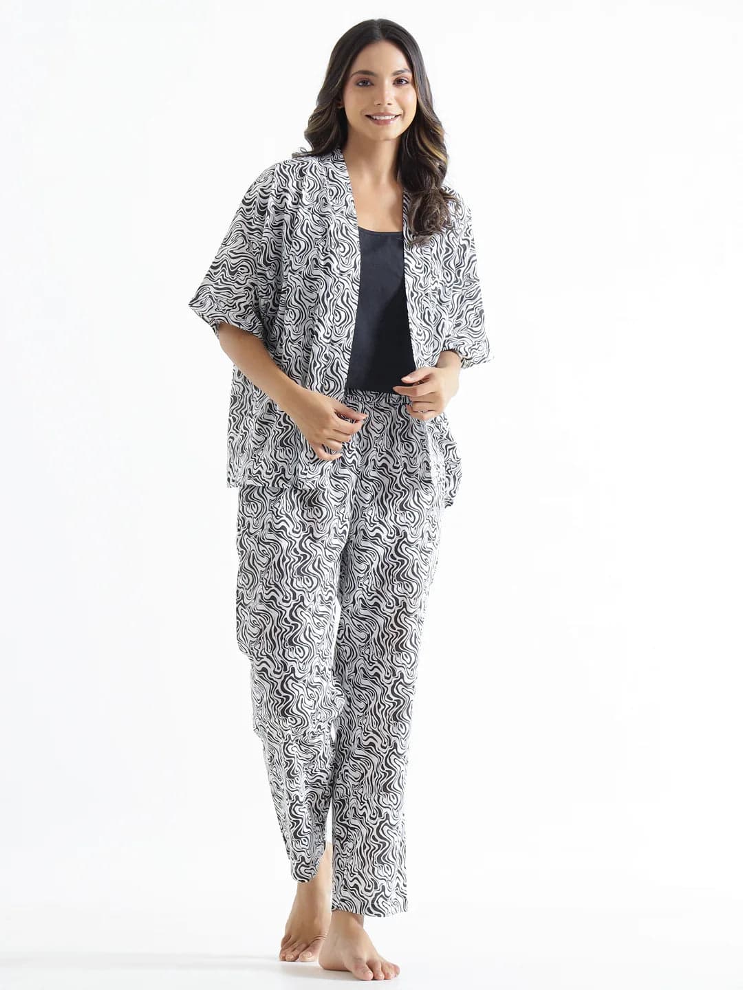 Zebra Print Cotton Night Suit