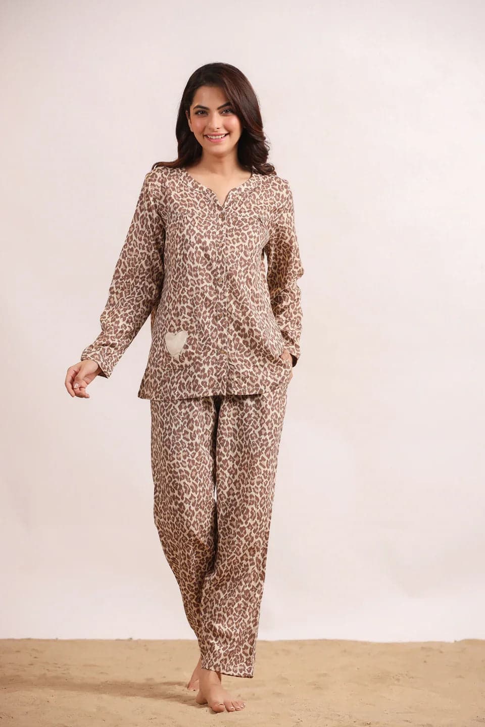 Panther Print Viscose Night Suits