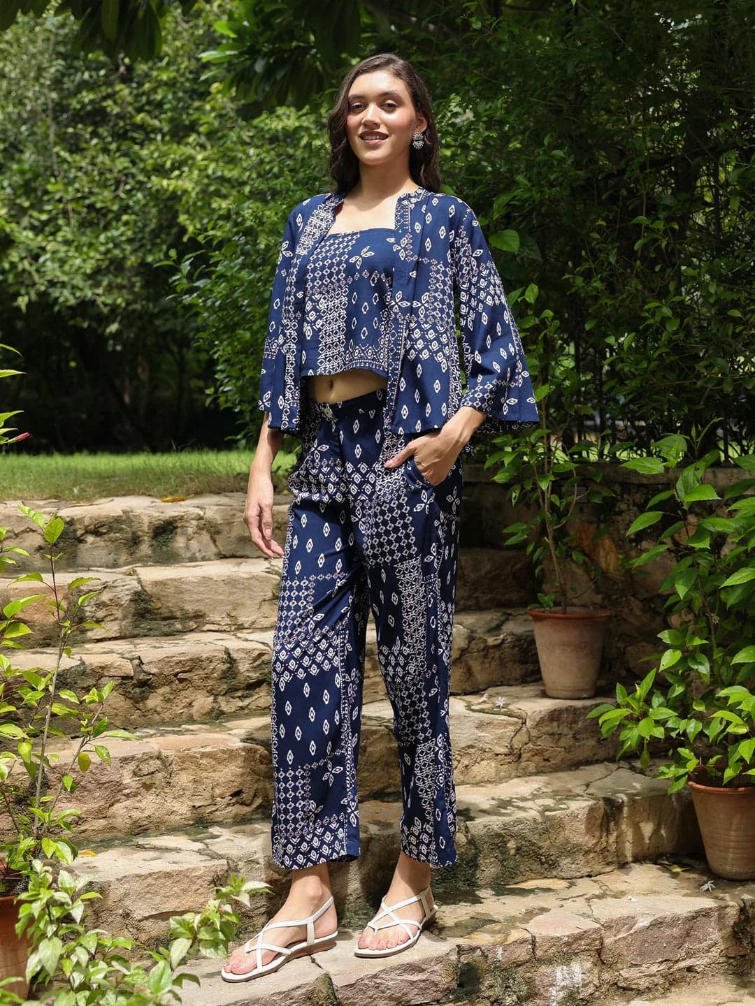 Set Of 3 Printed Cotton Night Suit Set