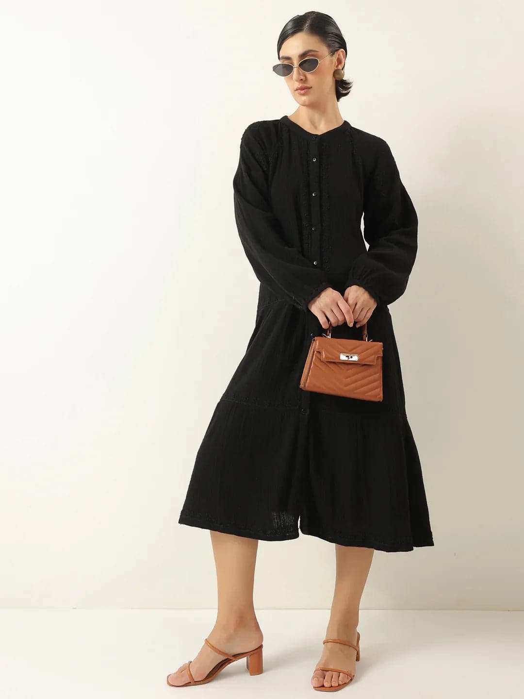 Black Color Pure Cotton Dress For Women